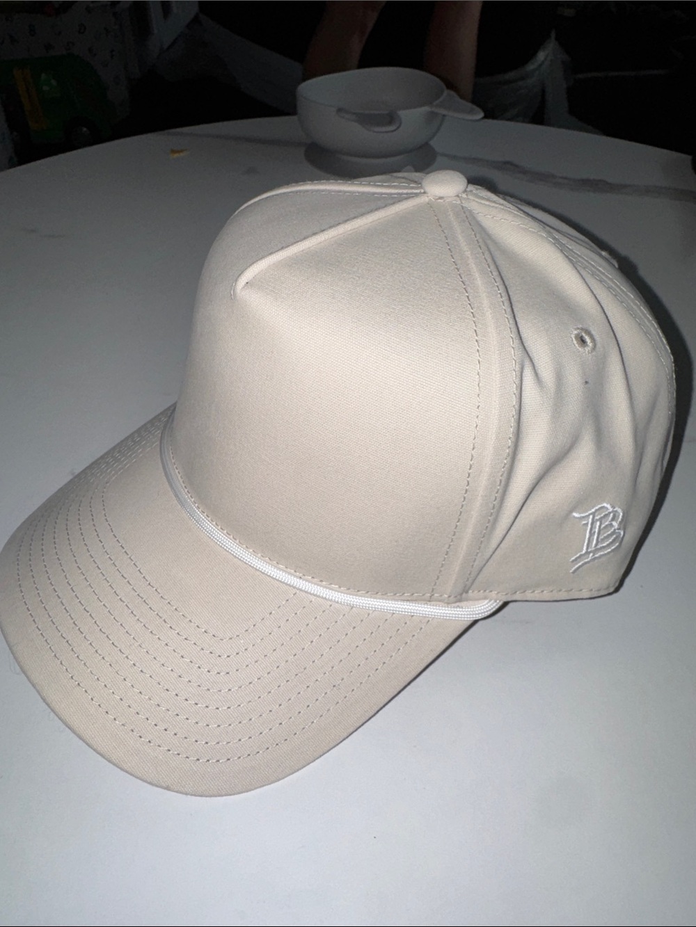 Men's Cream Baseball Cap with Subtle Embroidered Logo